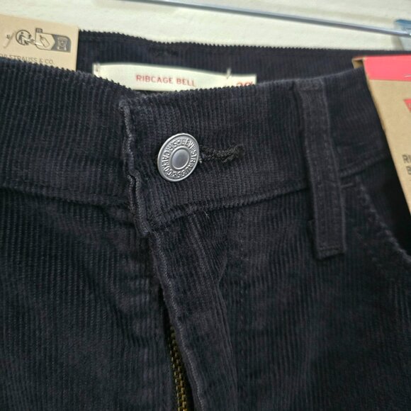 NWT Levi's Ribcage Bell Bottom Flare Corduroy Pants 70s Size 29 Black - Picture 4 of 8